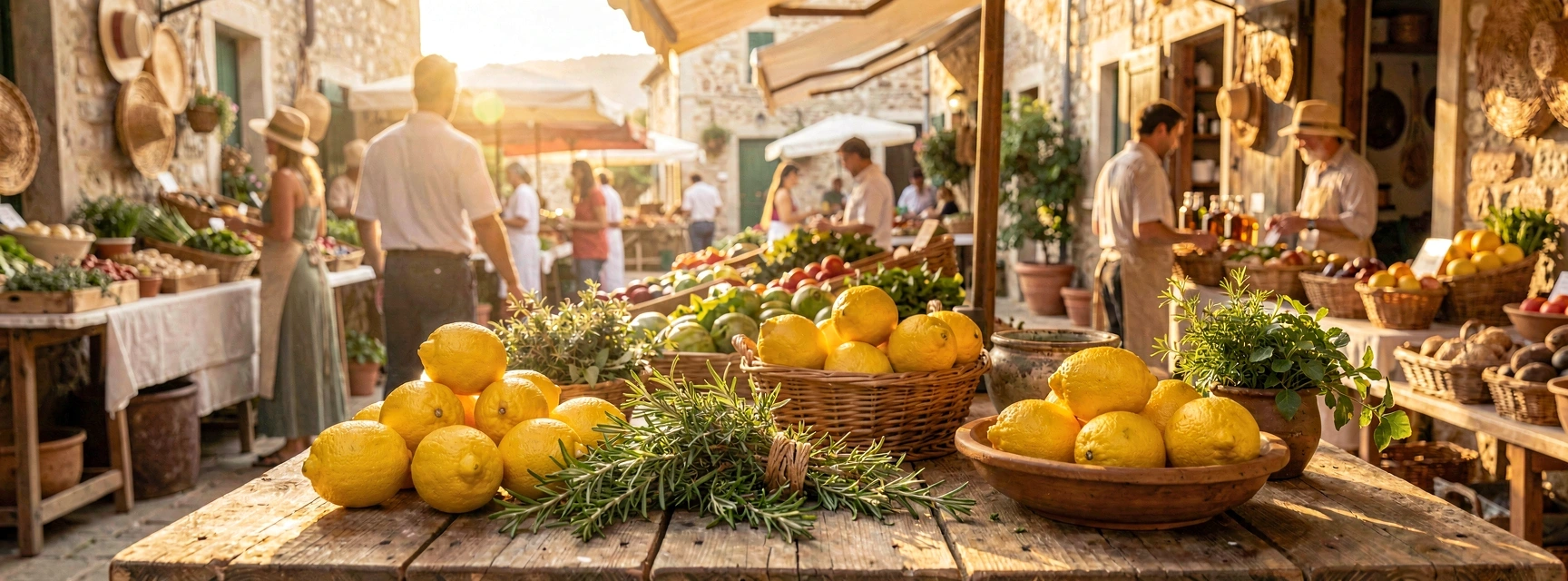 Mercado mediterráneo al atardecer